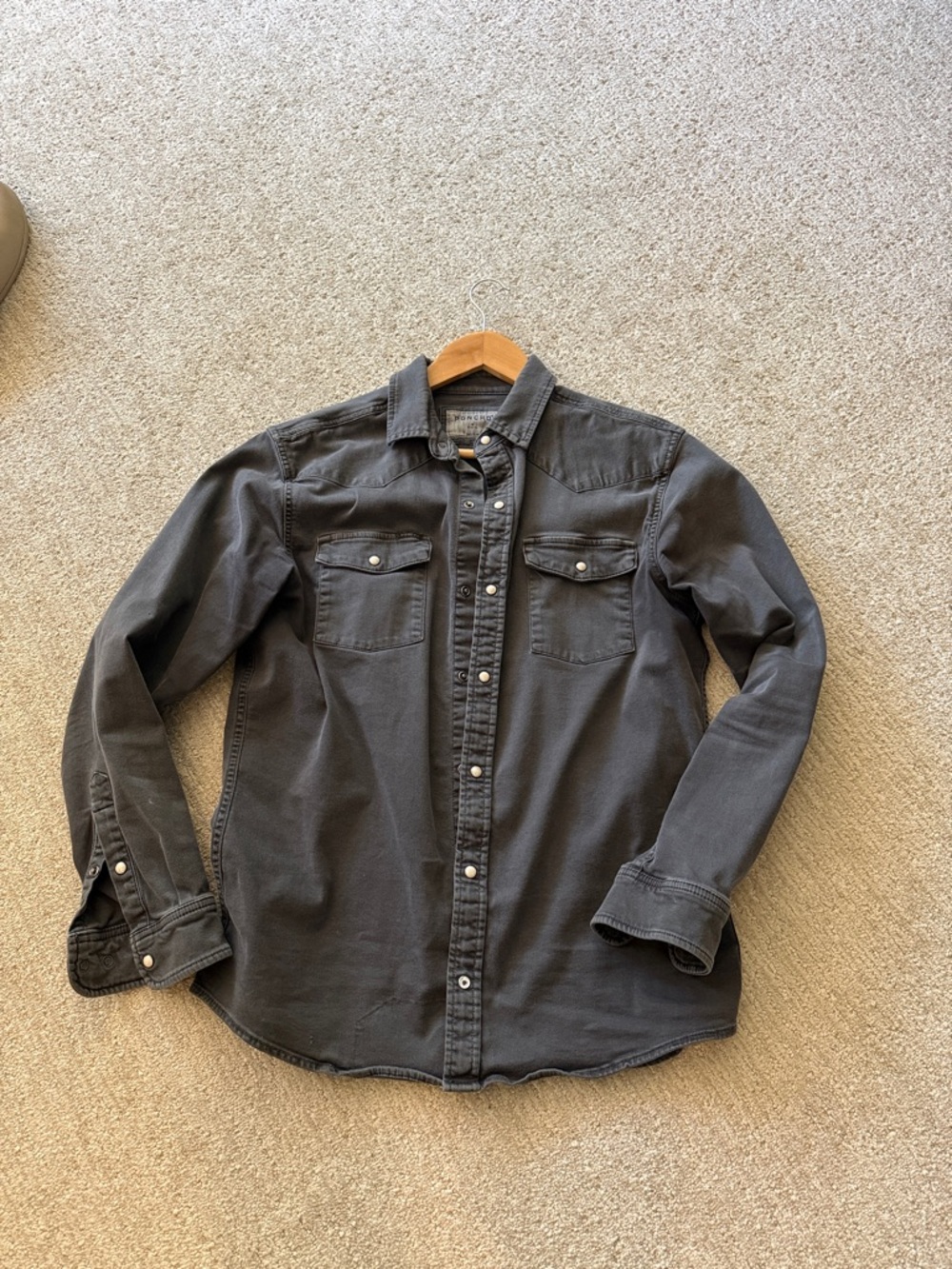 Men's Charcoal Long-Sleeve Button-Down Workshirt